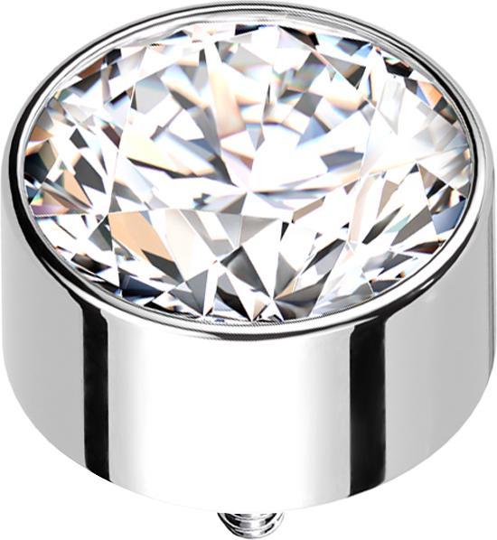 Immagine prodotto Star Piercing Cilindro di ancoraggio dermico in argento alto con cristallo d'argento (Titanio)