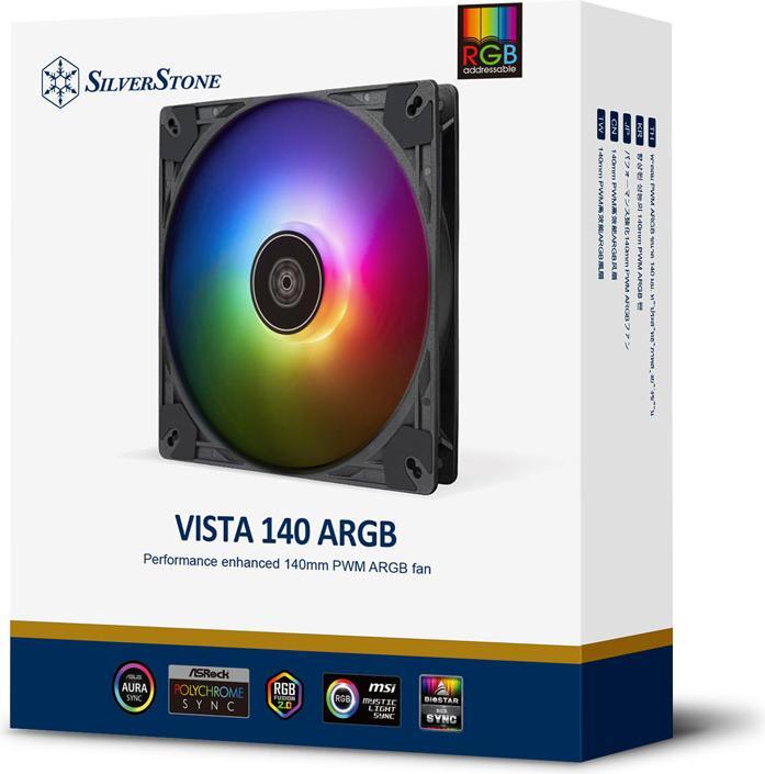 Immagine prodotto Silverstone SST-VS140B-ARGB - Ventola ARGB PWM da 140 mm potenziata da VISTA Performance, nera (140 mm, 1 x)