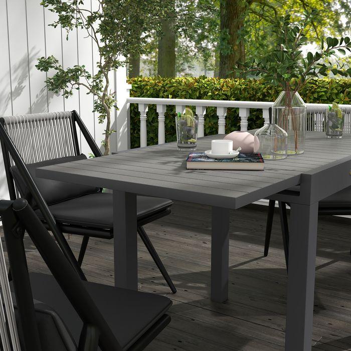 Produktbild Swisshandel24 Gartentisch Esstisch für 6 Personen Erweiterbar bis 70 belastbar Aluminium Grau 81/162x80x75cm (81 cm)
