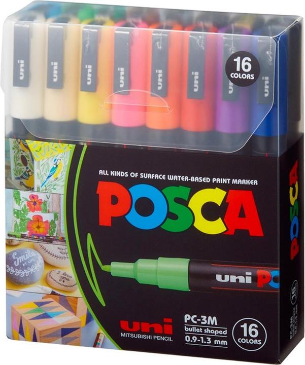 Actual product image Posca Marker PC-3M round tip (Multicolor, 1.30 mm, 16 x)