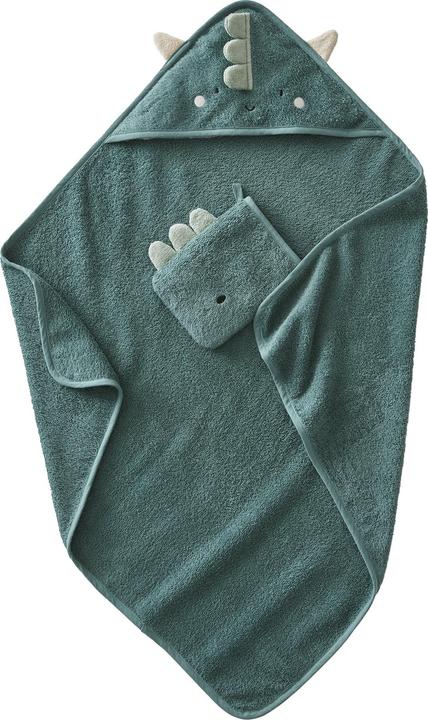 Vertbaudet Baby Kapuzenbadetuch & Waschhandschuh DRACHE
