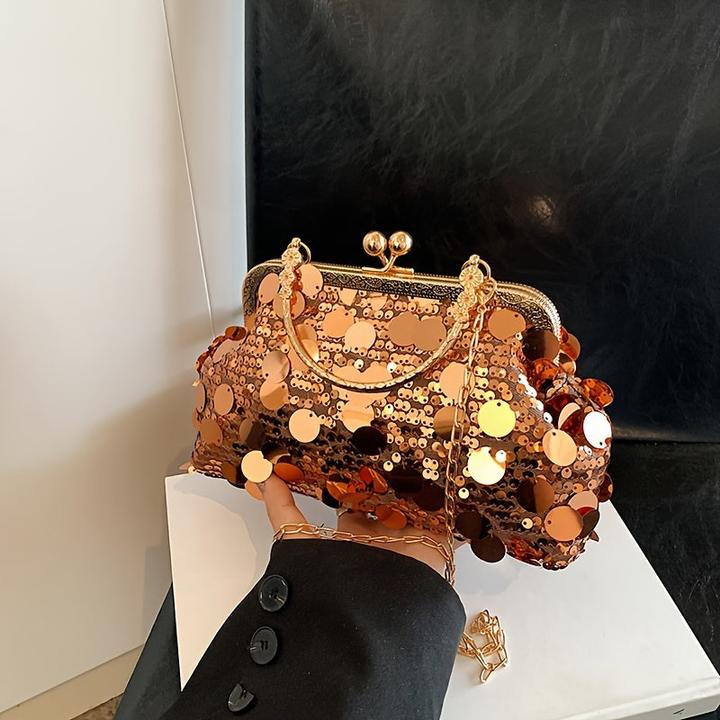 Immagine prodotto Only-Bags.Store Borsa crossbody d'ispirazione vintage con tracolla regolabile e paillettes.