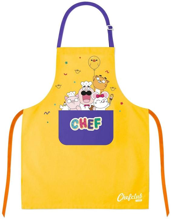 Chefclub Kids Apron - Cooking Baking Apron - One Size - Adjustable - 100% Cotton - Yellow (One Size)