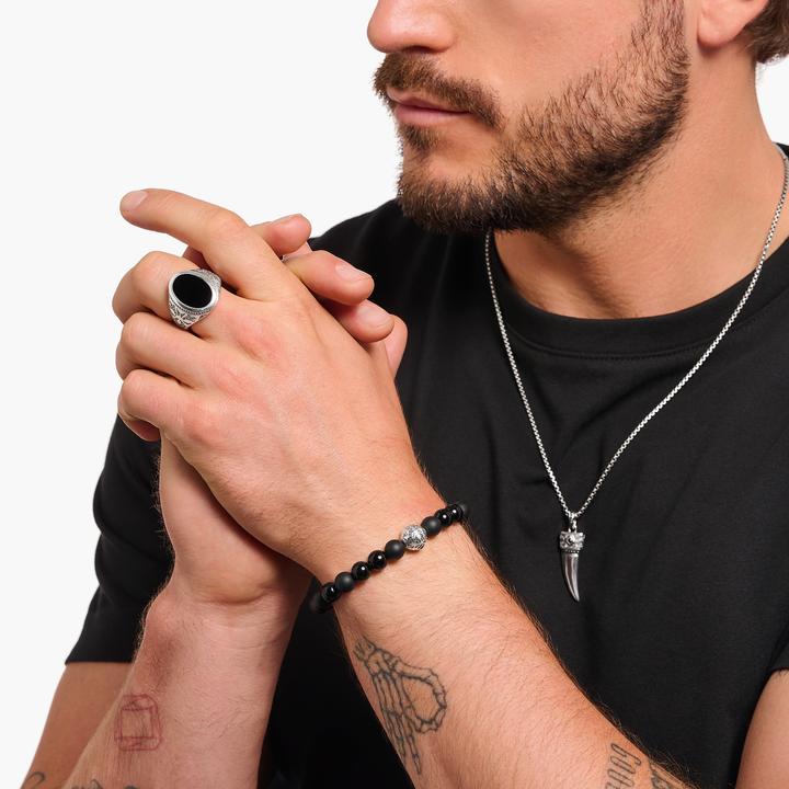 Produktbild Thomas Sabo Beads-Armband aus Obsidian Silber geschwärzt (17 cm, Geschwärzt, 925 Sterlingsilber)