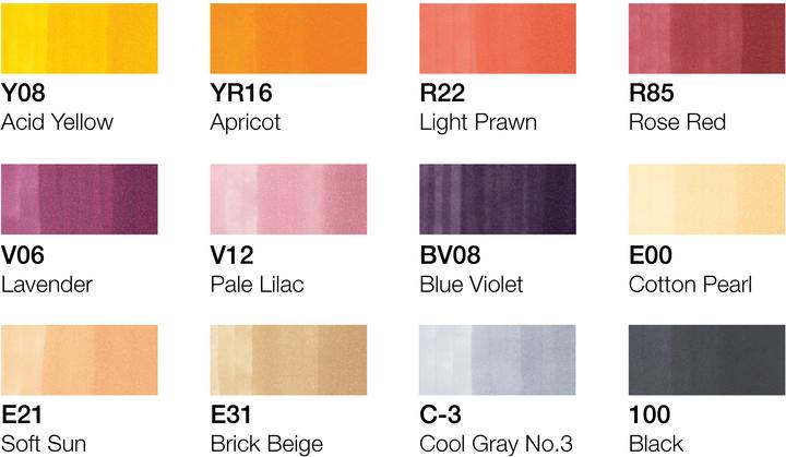 Actual product image Copic Graphic Marker Ciao Set of 12 Witch (Multicoloured, 12 x)