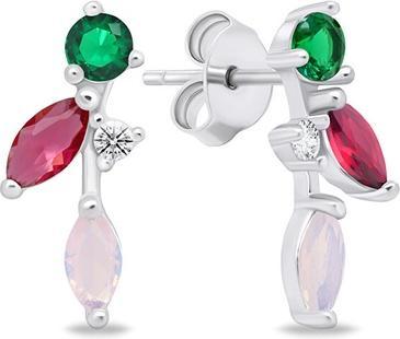 Brilio Silver - Playful silver earrings with colored zircons EA776WRBW