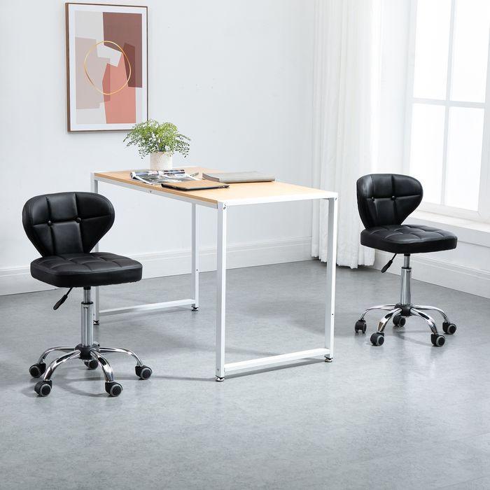 Produktbild Swisshandel24 2er-Set Rollhocker mit Rückenlehne drehbar, höhenverstellbar 45 x 47 x 72-87 cm