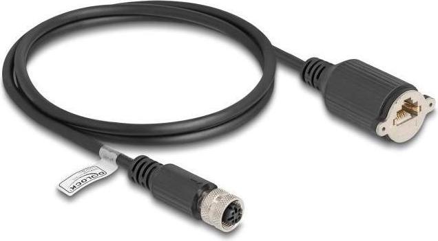 Produktbild Delock M12 Kabel D-kodiert 4 Pin Buchse zu RJ45 Buchse zum E (F/UTP, CAT5e, 1 m)