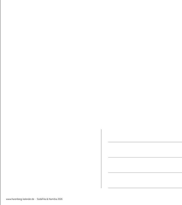 Produktbild Harenberg Südafrika & Namibia Sehnsuchtskalender 2026 - Wochenkalender mit 53 Postkarten (Harter Einband, Deutsch)
