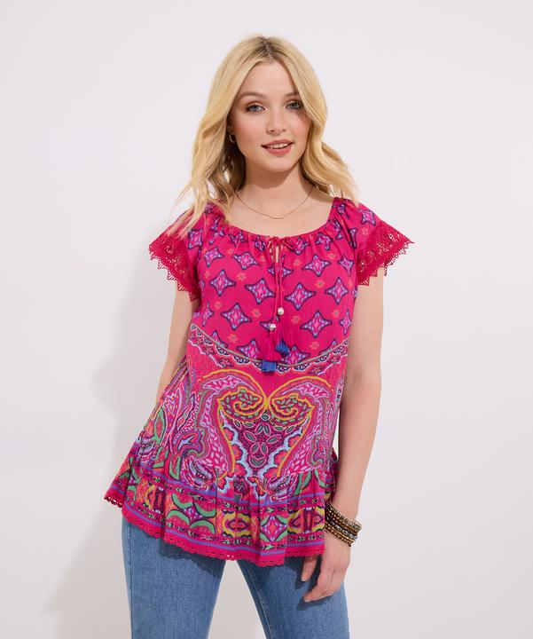 Immagine prodotto Joe Browns Printed Crochet Lace Trim Tassel Top (12)