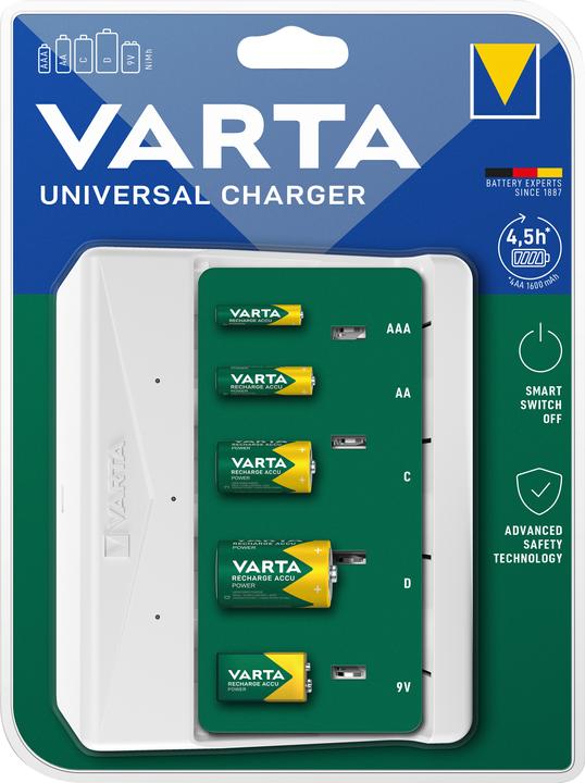 Varta Universal Charger (1 pcs, C, D, AA, AAA, 9V Block, 1600 mAh, Chargeurs sans batterie)