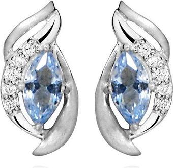 Silver Cat Charming Silver Earrings With Blue Synthetic Spinel Sc460