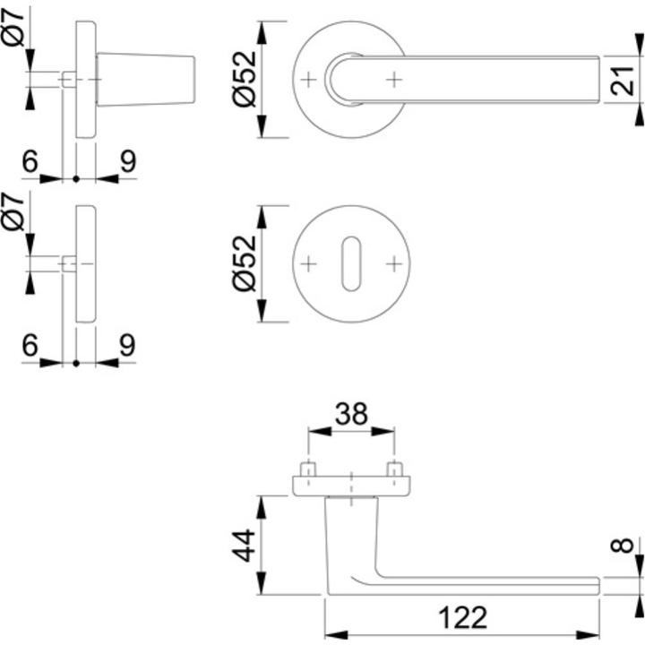 Immagine prodotto Hoppe Set di rosette Los Angeles M1642/42KV/42KVS Ottone F96-1-R rotondo OB DIN sinistra / destra D/D (Maniglia della porta)