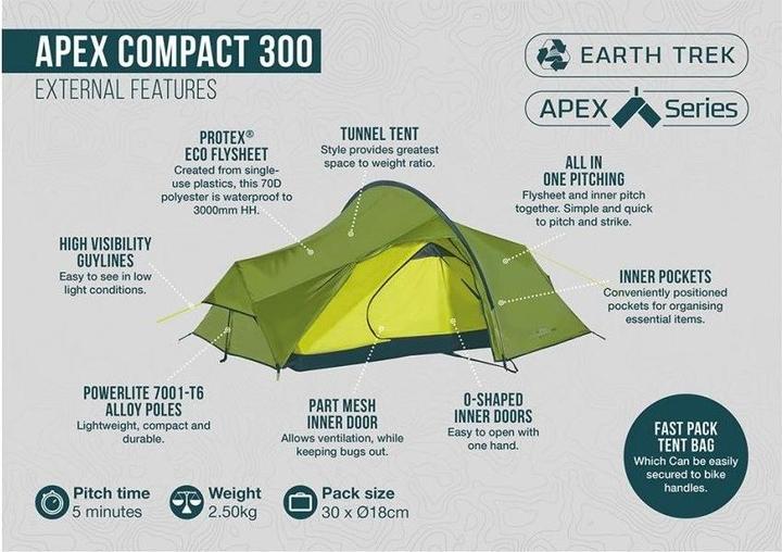 Actual product image Vango Apex Compact 300 (Tunnel tent, 2.50 kg, 3 persons)