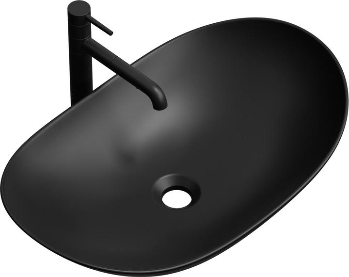 Actual product image Emke Countertop washbasin 615 x 360 x 155 mm, oval, ceramic, countertop installation, matt black (360 mm, 615 mm)
