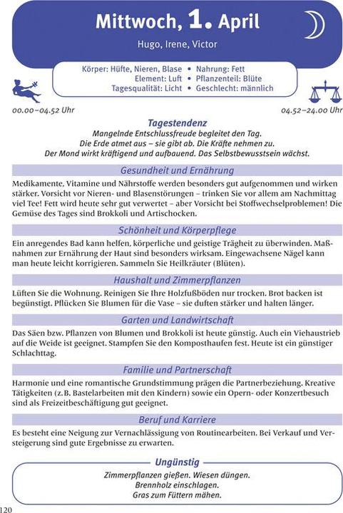 Image du produit Heyne Ludwig Calendrier de poche Der grosse Mondkalender Tag für Tag (17 x 24 cm, Couverture rigide, Allemand)