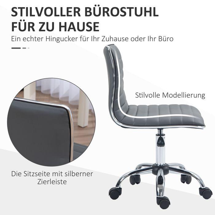 Produktbild Swisshandel24 Bürostuhl ohne Armlehnen, höhenverstellbar Drehstuhl mit Rollen, Dunkelgrau