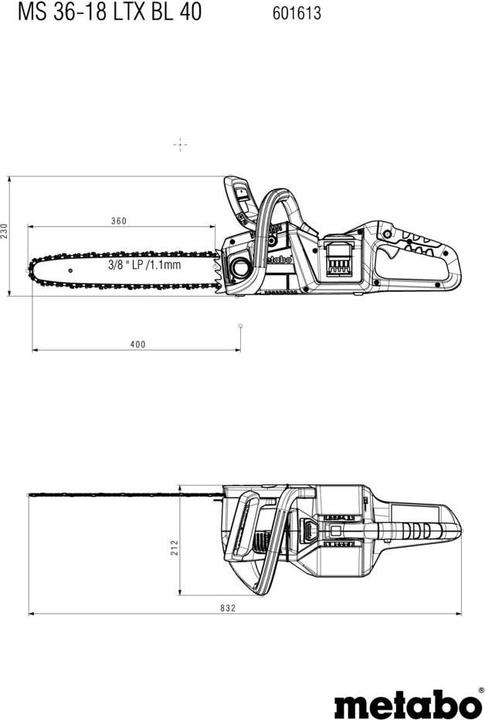 Produktbild Metabo MS 36-18 LTX BL 40 (Akku Kettensäge)