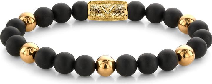 Rebel & Rose Armband Matt Black Madonna RR-8DV05-G-L Herren (19 cm, Onyx, Acero inoxidable)