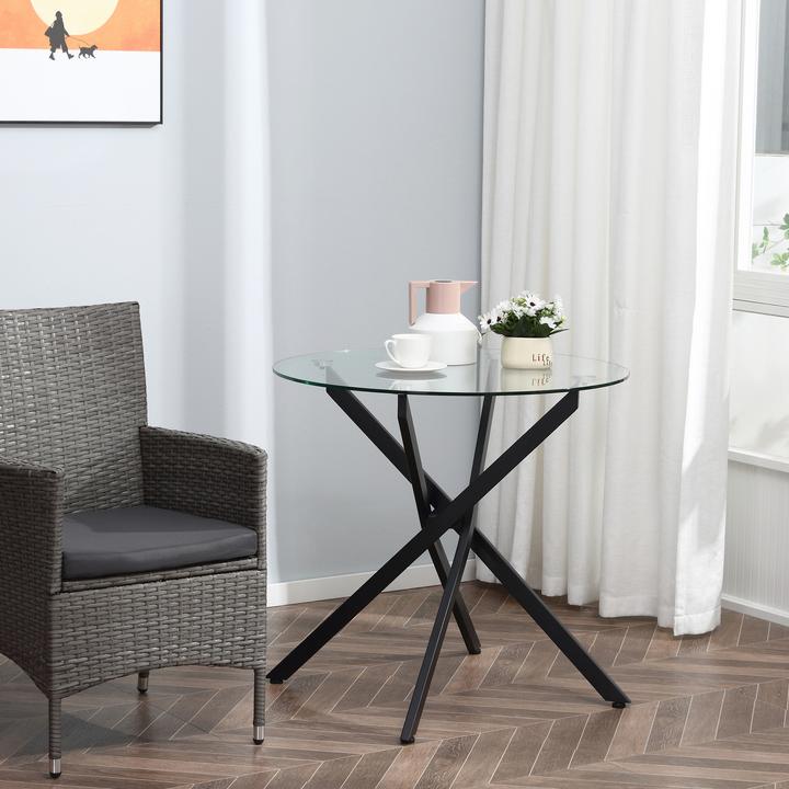 Produktbild Homcom Beistelltisch mit Glasplatte (80 x 80 x 75 cm)