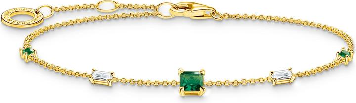Thomas Sabo Armband mit grünen und weissen Steinen gold (19 cm, 925er Silber, beschmücktes Sterling Silber 925er Vergoldung)