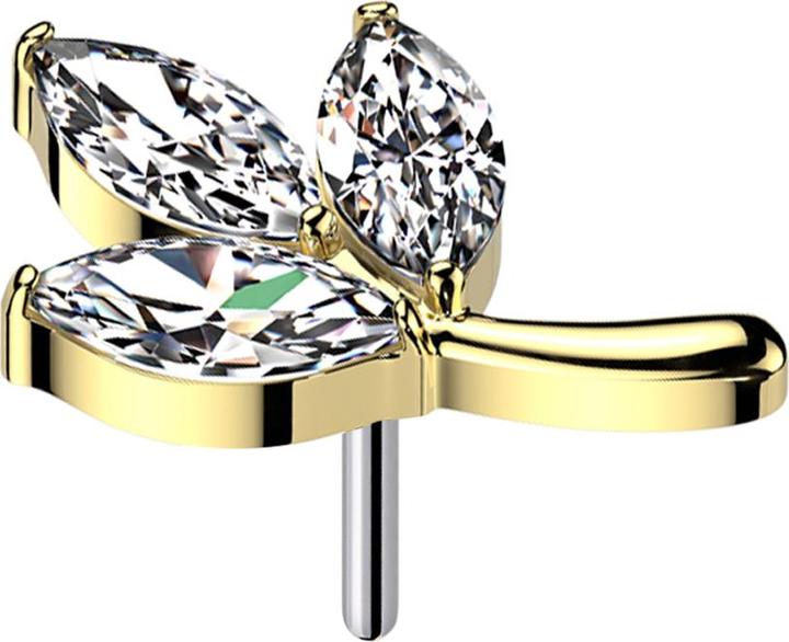 Immagine prodotto Star Piercing Threadless Blatt vergoldet drei Ovale Kristall silber (Titanio)