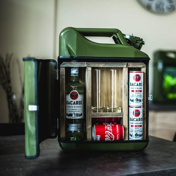 Produktbild Mikamax Jerrycan Mix Drink Bar 20L – Whiskey Bar – Mobile Bar – Benzinkanister bar – Grün – 20 Li