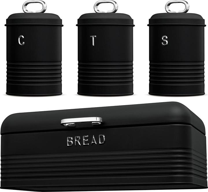 Produktbild BerlingerHaus Brotkasten und Küchendosen-Set, schwarz-silber