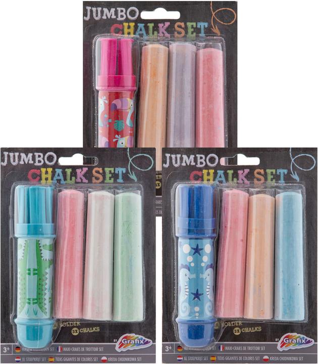 Actual product image Grafix Jumbo chalk holder + chalk, 3pcs. (Multicoloured, 3 x)