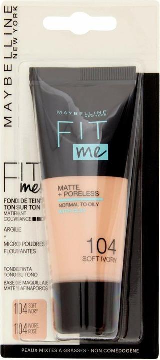 Image du produit Maybelline New York Fond de teint liquide Fit Me Matte + Poreless 104 Soft Ivory 30ml (104 Ivoire tendre)