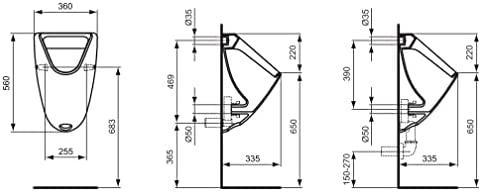 Actual product image Ideal Standard Urinal Eurovit, connection from the rear