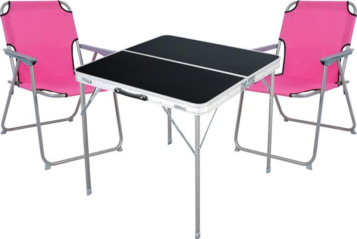 Mojawo 3-piece camping furniture set aluminium L80xW80xH70cm Pink