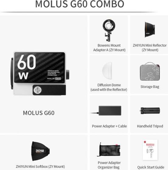 Productafbeelding Zhiyun MOLUS G60 Combo Zwart (Videolicht)