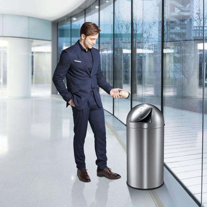 Actual product image EKO Schwingdeckeleimer Pushcan 40 Liter matt chrom (40 l)
