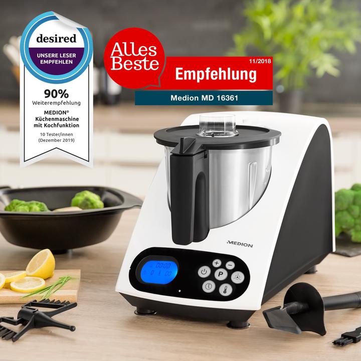 Image du produit Medion Robot de cuisine MD 16361 Noir/Blanc (1000 W)