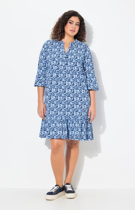 Actual product image Ulla Popken Printed Flounce Panel 3/4 Sleeve Dress (46, 48)