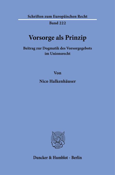 Produktbild Halkenhäuser:Vorsorge als Prinzip (Deutsch, Nico Halkenhäuser, 2025)