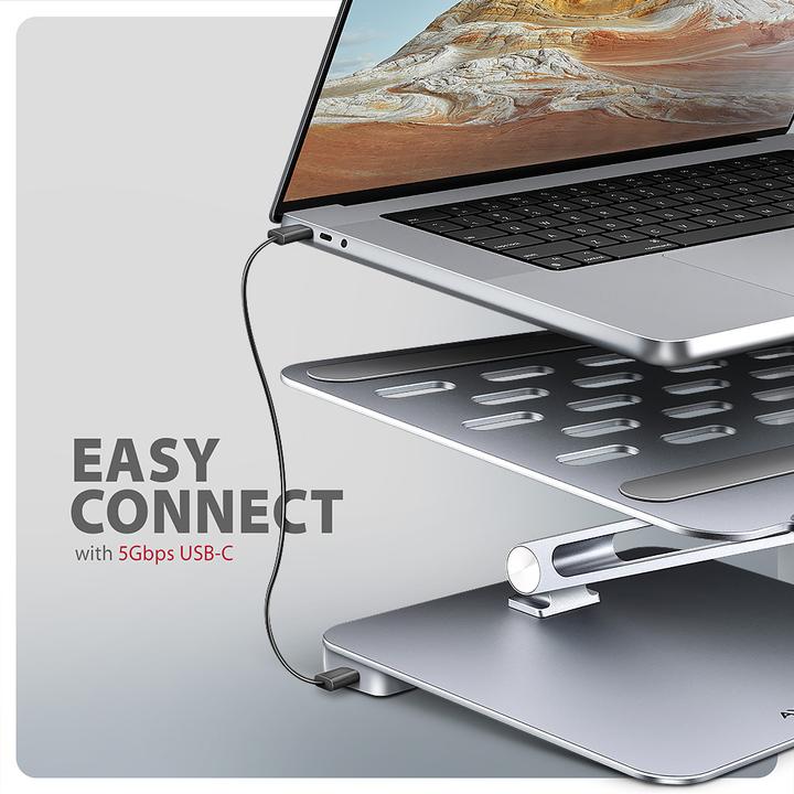 Produktbild Axagon HMC-STND Ständer für Laptops und Tablets, USB-C-Hub - silber (USB-C, 7 Ports)