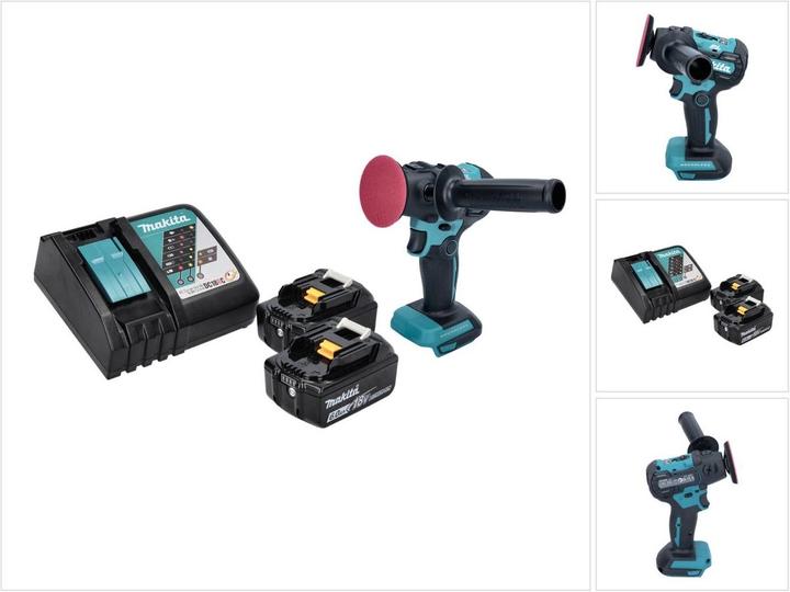 Makita DPV 300 RG Akku Schleifer Polierer 18 V 50 / 80 mm Brushless + 2x Akku 6,0 Ah + Ladegerät (Exzenterpolierer)