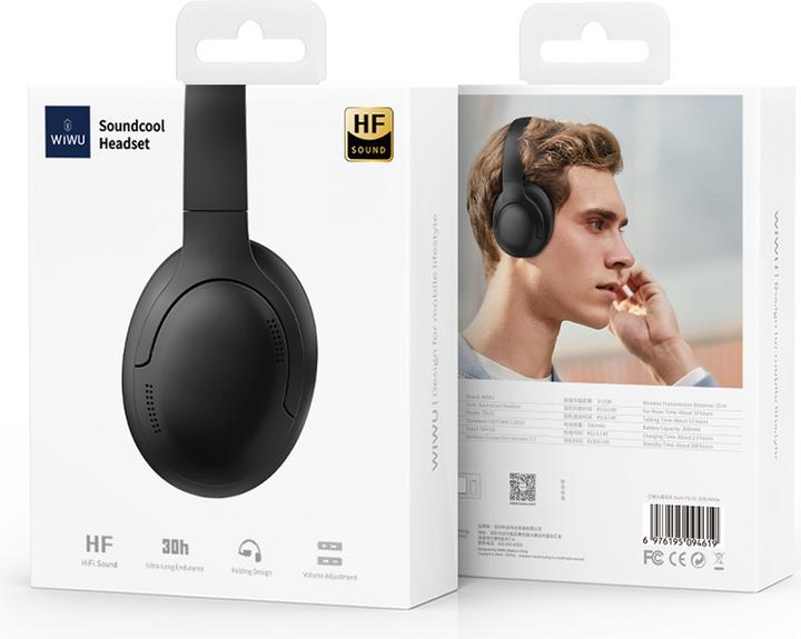 Actual product image Wiwu Bluetooth headphones TD-02 black (30 h, Wireless)