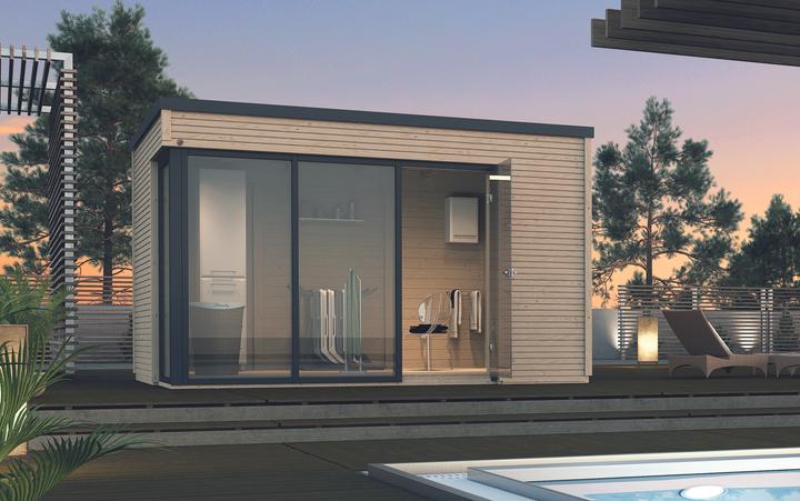 Actual product image Weka Holzbau Garden shed weka design house Cubilis 412 size 2 with self-adhesive roof foil and floor 380 x 380 cm