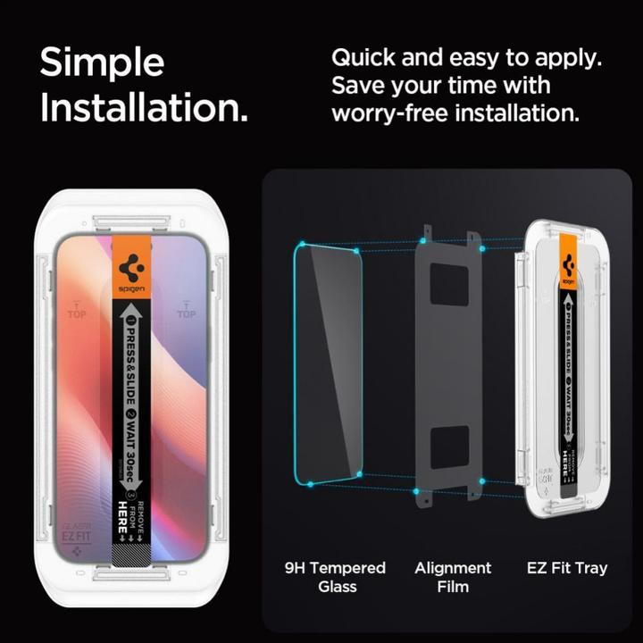 Actual product image Spigen Glas (2 Piece, Apple iPhone 16 Pro)