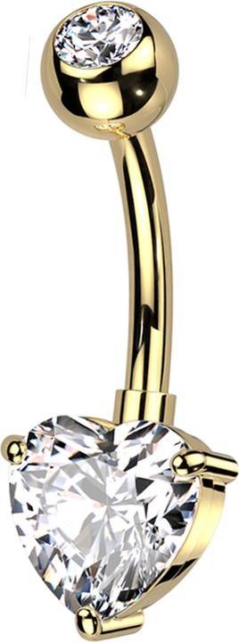 Immagine prodotto Star Piercing Banana placcata oro con sfera in cristallo placcato oro e grande cuore in cristallo argento (Ottone)