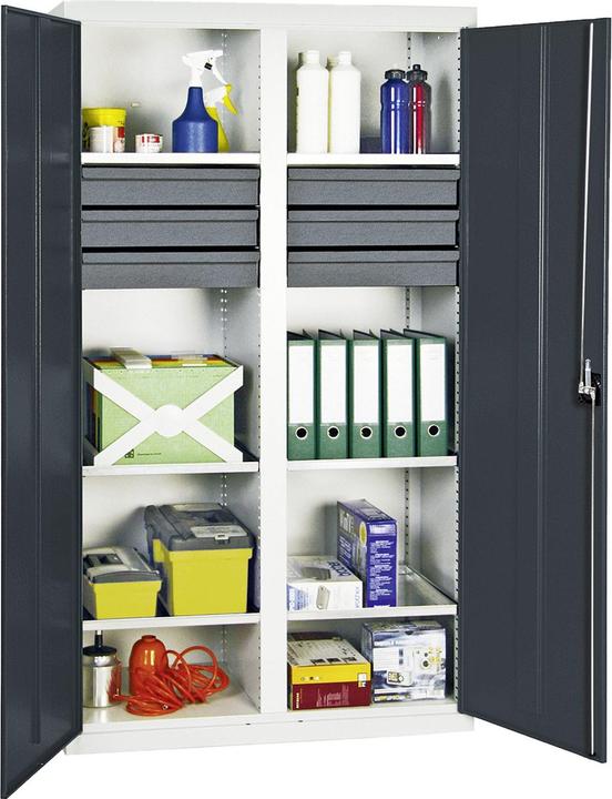 Produktbild Stumpf Werkzeugschrank S3000 RAL 7035/7016 2 Abt., 6 Wannenböden 6 Schubladen (100 cm, 180 cm)