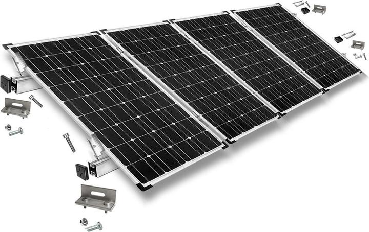 Immagine prodotto Offgridtec Befestigungskit mit Stehfalzklemmen für Schrägdachmontage 4 Solarpanele Rahmenhöhe 35mm
