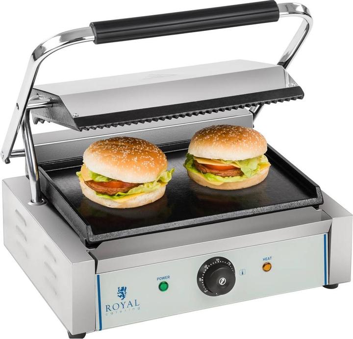 Produktbild Royal Catering Kontaktgrill Elektro Gastro Edelstahl 230V 2200W Panini Toaster Grill (EU-Stecker)