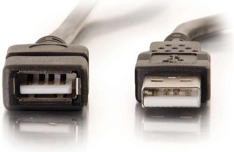 Produktbild C2G 2 m (6.6ft) Verlängerungskabel USB 2.0-A Stecker zu A-Buchse – Schwarz (2 m, USB 2.0)