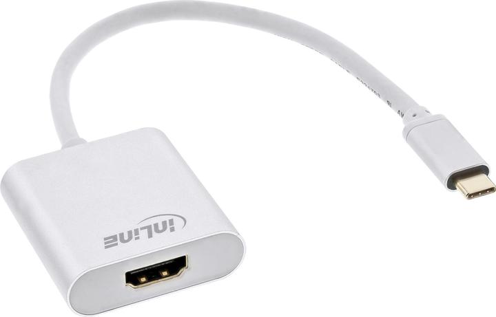 Actual product image InLine USB Display Converter USB Typ-C male to HDMI female DP Alt Mode 4K2K silver 0.2m (HDMI, 20 cm)