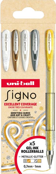 Immagine prodotto Uni-ball SIGNO - Gelroller (Bianco, Oro e argento scintillanti, Metallo oro e argento)