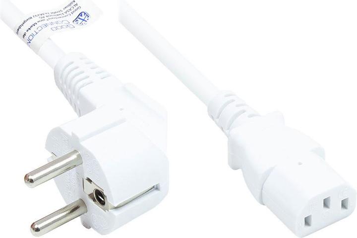 Produktbild Good Connections Netzkabel Schutzkontakt-Stecker Typ E+F (CEE 7/7, gewinkelt) an C13 (gerade), weiss, 0,75 mm², 1,8 m (1.80 m, C13, CEE 7/7)